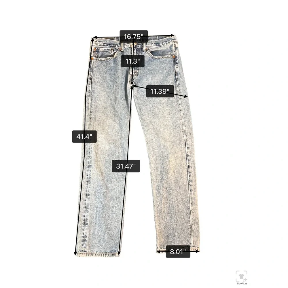 Levis 505 Regular Fit Straight Leg Jeans Mens 34x32 Light Wash Blue Denim